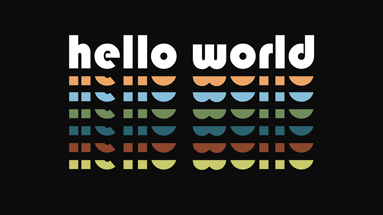 Imagem com escrita hello world com várias cores e fundo preto